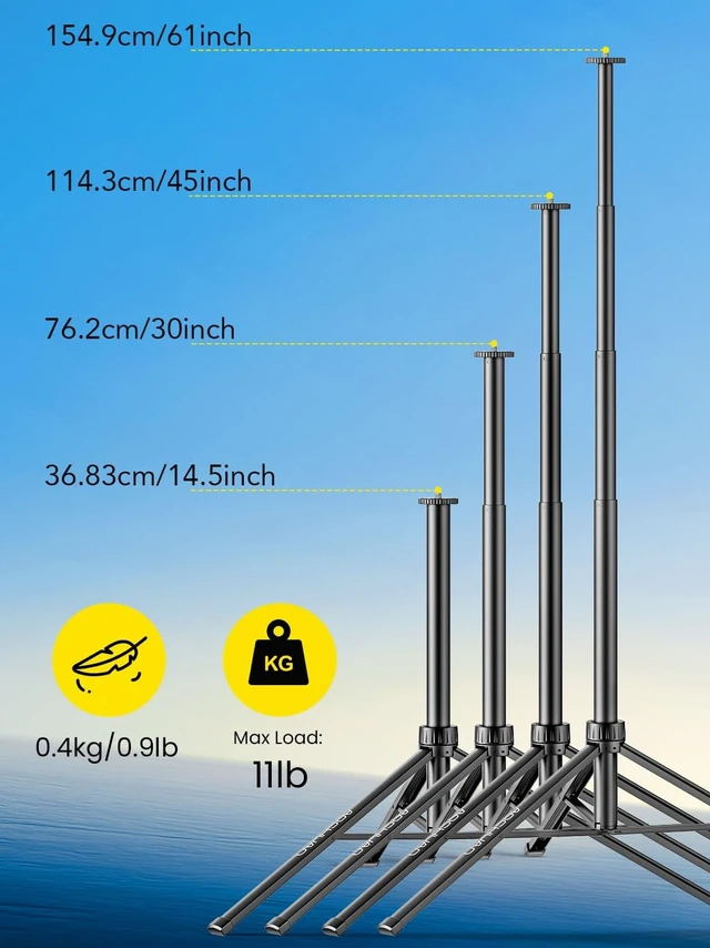 Alt view image 3 of 5 - AOCHUAN 155cm Lightweight Extendable Phone Tripod for iPhone, Adjustable 14.5"-60.1" Photography Phone Stand, Portable & Stable Travel Tripod for Smartphone, Video Recording, Live Streaming