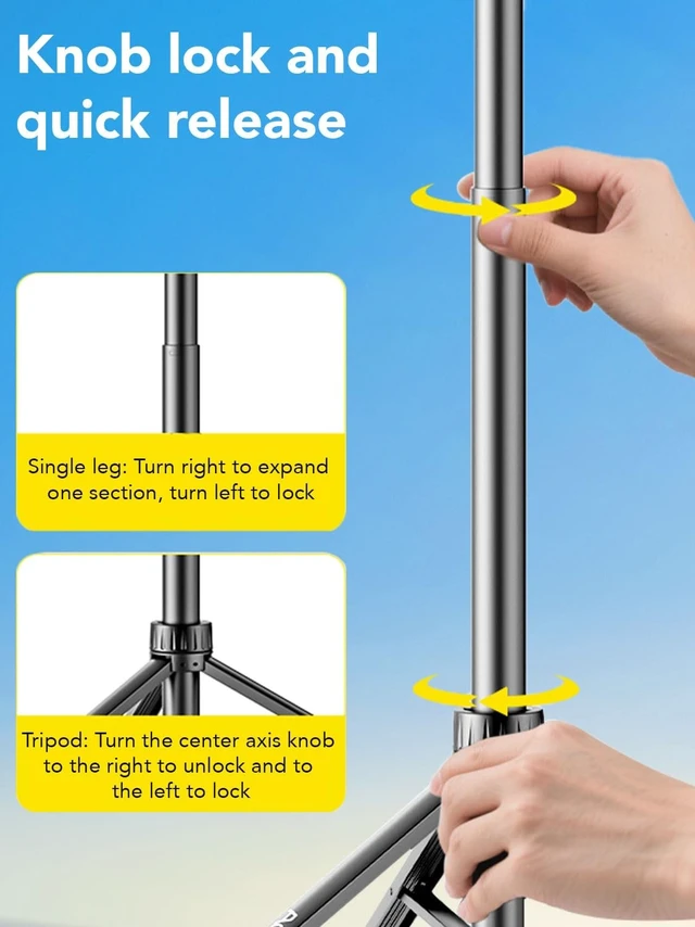 Alt view image 4 of 5 - AOCHUAN 155cm Lightweight Extendable Phone Tripod for iPhone, Adjustable 14.5"-60.1" Photography Phone Stand, Portable & Stable Travel Tripod for Smartphone, Video Recording, Live Streaming