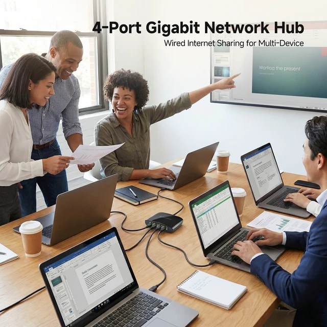 Alt view image 5 of 5 - Cable Matters USB to 4-Port Gigabit Ethernet Switch, USB Ethernet Splitter
