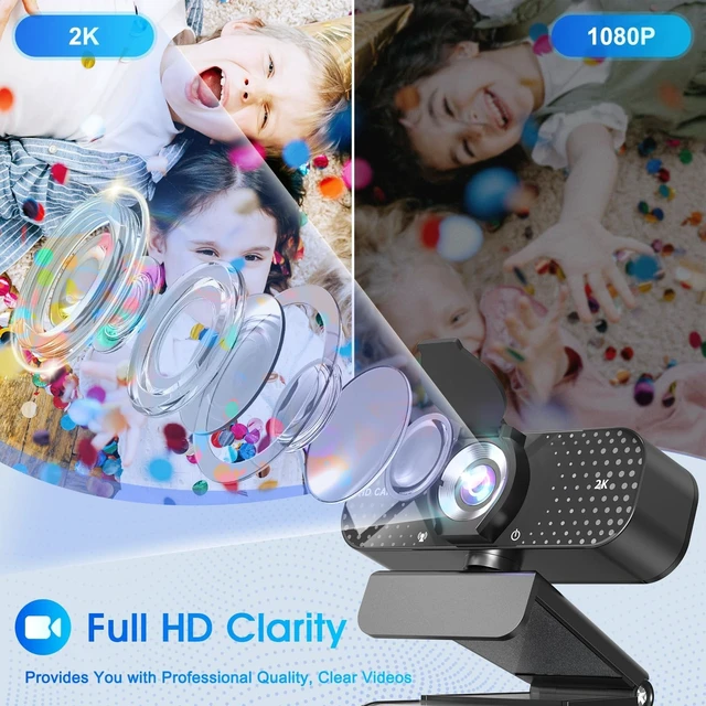 Alt view image 2 of 5 - TRAUSI 2K Full HD Webcam with Auto Light Correction, Noise-Canceling Mic, Privacy Cover and Wide Angle Lens, Plug & Play USB Camera for Desktop/Laptop/Mac/PC, Compatible with Teams/Zoom/Streaming