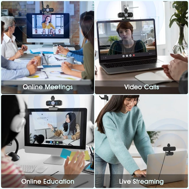 Alt view image 5 of 5 - TRAUSI 2K Full HD Webcam with Auto Light Correction, Noise-Canceling Mic, Privacy Cover and Wide Angle Lens, Plug & Play USB Camera for Desktop/Laptop/Mac/PC, Compatible with Teams/Zoom/Streaming
