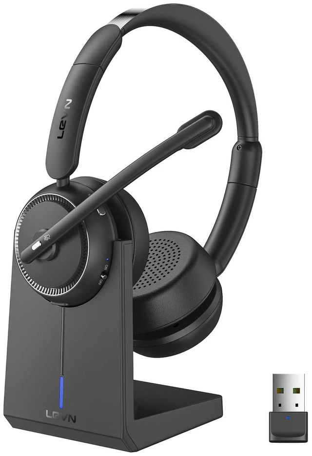 Main image of Wireless Headset with Mic for Work, Bluetooth Headset with Microphone AI Noise Cancelling & Mute Button, Wireless Headphones with Mic for Work/Home/Office/Call Center/PC/Laptop/Computer/