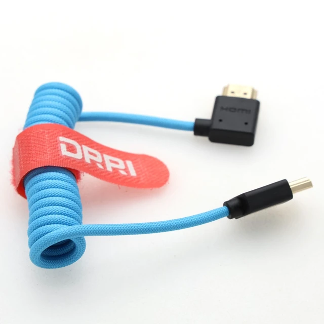 Alt view image 2 of 2 - DRRI 2.1 4K@120Hz,8K@60Hz 48Gbps Right HDMI to HMDI Braided Cable for Sony A7iv FX3 FX30 Canon C100 C200 C300 R6 Mark III Z Cam E2 F6 Atmos Ninja Portkeys SmallHD Feelworld Monitor