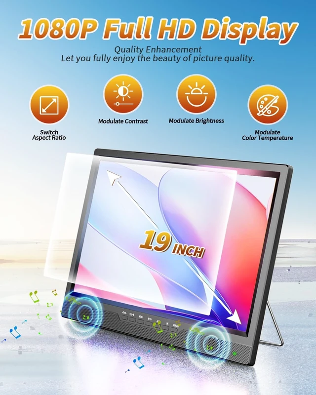 Alt view image 2 of 5 - NORTHING 19.5" Portable TV with Antenna, 8000mAH Built-in Power Operated TV