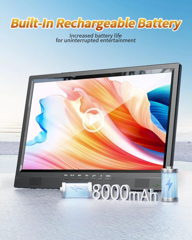 Alt view image 3 of 5 - NORTHING 19.5" Portable TV with Antenna, 8000mAH Built-in Power Operated TV