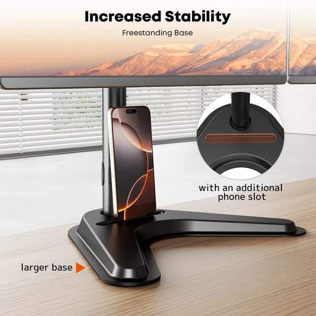 Alt view image 5 of 5 - Dual Monitor Stand fits 17-40 inch, Free Standing Heavy Duty Monitor Mount