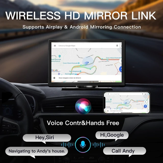 Alt view image 4 of 5 - Carultra 9" Wireless CarPlay & Android Auto Screen, 4K Dash Cam 1080p Reverse, CarPlay GPS Navigation AirPlay Voice Control/AUX/FM
