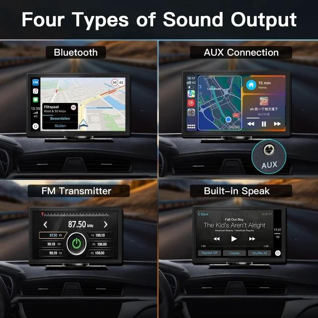 Alt view image 5 of 5 - Carultra 9" Wireless CarPlay & Android Auto Screen, 4K Dash Cam 1080p Reverse, CarPlay GPS Navigation AirPlay Voice Control/AUX/FM