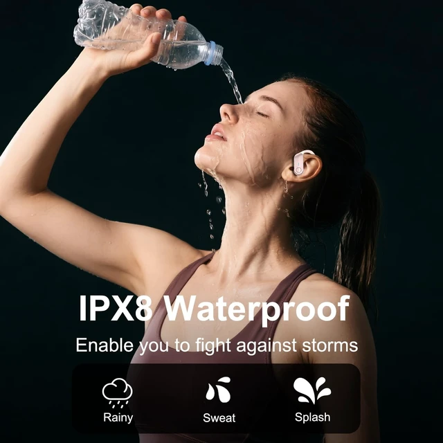Alt view image 5 of 5 - Ordtop Sport Wireless Earbuds with Earhooks, 70H Playtime, IPX8 Waterproof