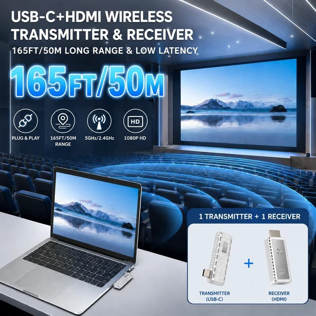 Alt view image 4 of 5 - USB-C Wireless HDMI Transmitter and Receiver for Laptop, MacBook, Phone