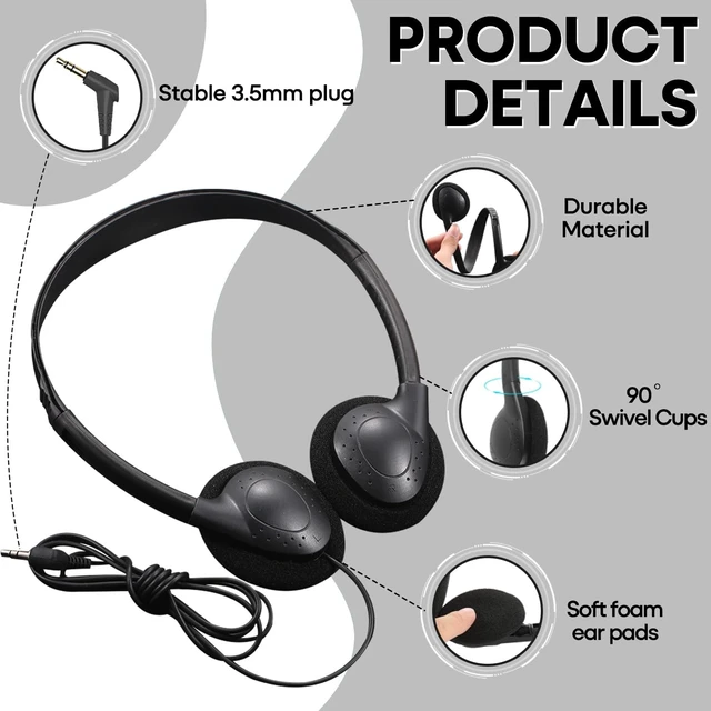 Alt view image 3 of 5 - Gaosen Headphones Bulk 100 Pack for Classroom Kids School Students K-12,Wholesale Children Class Set Wired Headphones for Library Chromebook,PC,Laptop,Computer(GS857,Black)