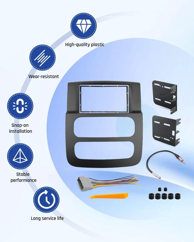 Alt view image 5 of 5 - Double Din Radio Stereo Dash Kit, Fits for Dodge Ram 1500 2500 3500 2002 2003 2004 2005, with Antenna Adapter Harness