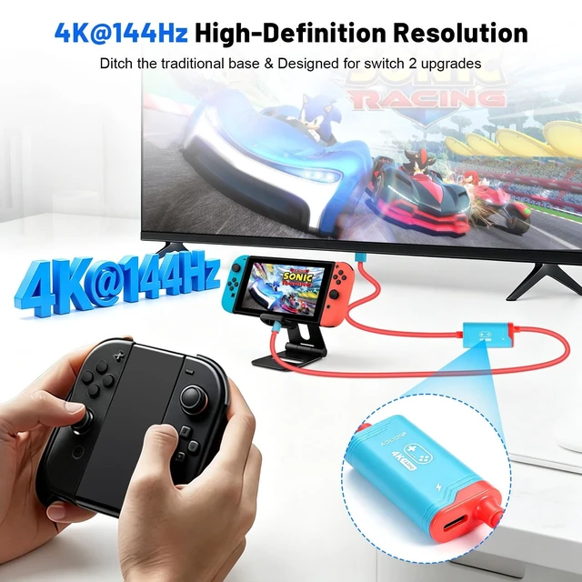 Alt view image 2 of 5 - for Switch 2 dock, (Plug-and-Play) 4K@144HZ 6.6ft,USB C to HDMI Replacement Cable for Nintendo Switch Dock, Portable Travel TV Dock AdapterTravel NS2 Docking Station Cord for Nintendo Switch (Bundle)