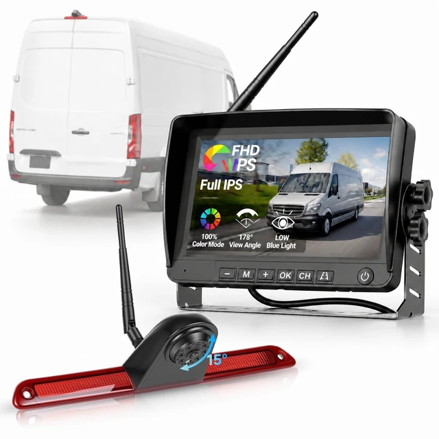 Main image of Wireless High Mount Backup Camera for Mercedes Sprinter 2006-2019, 3rd Brake Light Rear View Camera with 7" Monitor,High Mount Roof Reverse Camera, IP67,IR Night Vision,Parking Assist (No Light
