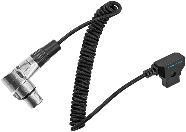 Main image of KONDOR BLUE ^^ D-Tap to 4 Pin XLR Female Right Angle Power Coiled Cable ^^ for Blackmagic URSA Mini Pro, Sony Venice F5 F55, Panasonic Varicam, TV Logic Field Monitor, & More ^^ Black