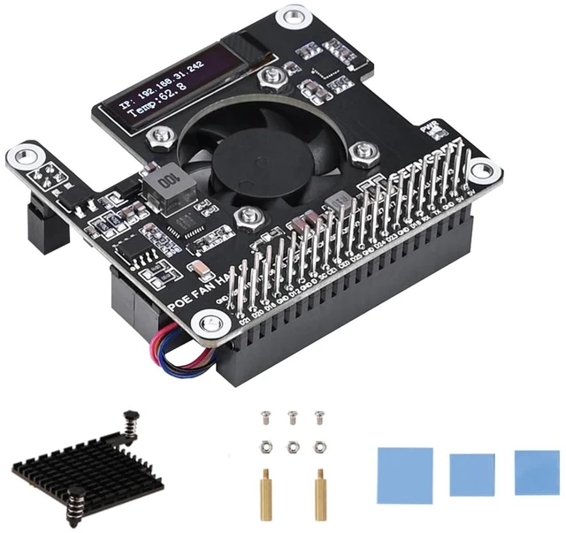 Main image of SeenGreat Raspberry Pi 5 POE Hat with OLED Display and Cooling Fan Power Over Ethernet Hat for Pi 5 Fits Raspberry Pi 5 Official Case