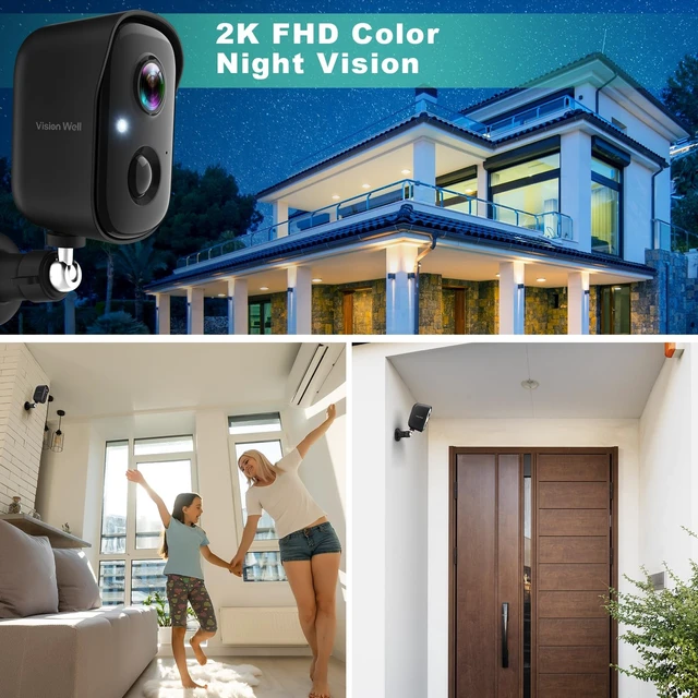 Alt view image 5 of 5 - Security Cameras Wireless Outdoor, 2K Indoor Cameras for Home Security Battery Powered, AI Motion Detection, Color Night Vision, 2-Way Talk, Spotlight Siren Alarm, Cloud & SD Storage-Jet Black