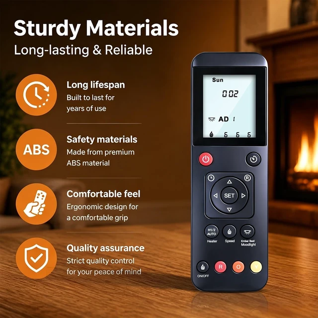 Alt view image 3 of 5 - MOVHEIYL R2 Replacement Remote Control for Amantii SYM Electric Fireplace