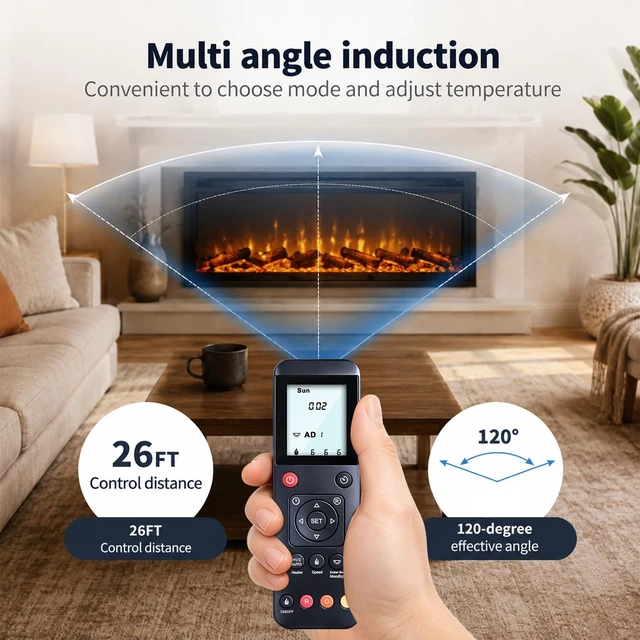 Alt view image 4 of 5 - MOVHEIYL R2 Replacement Remote Control for Amantii SYM Electric Fireplace