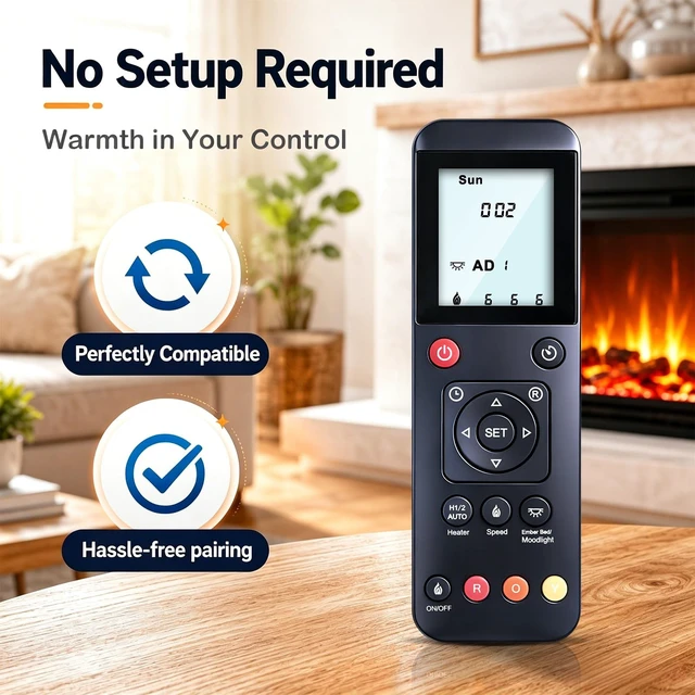 Alt view image 5 of 5 - MOVHEIYL R2 Replacement Remote Control for Amantii SYM Electric Fireplace
