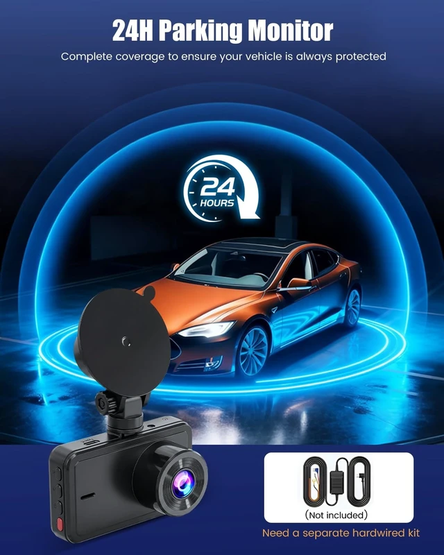 Alt view image 5 of 5 - 4K WiFi & APP Dash Cam Front and Rear, Dual 4K+1080P Recording, 3" Screen