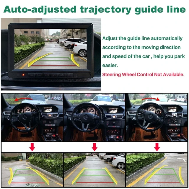 Alt view image 2 of 5 - Car Backup Camera with Dynamic Trajectory Guide Line, GreenYi AHD 1080P Rear View Cam, Fisheye Lens, Night Vision Waterproof 170 Degree Wide View