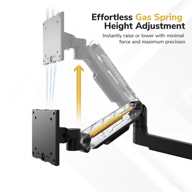 Alt view image 4 of 5 - Mount-It! Ultrawide Monitor Wall Mount Arm, 17-49 in, 44 lbs, Gas Spring