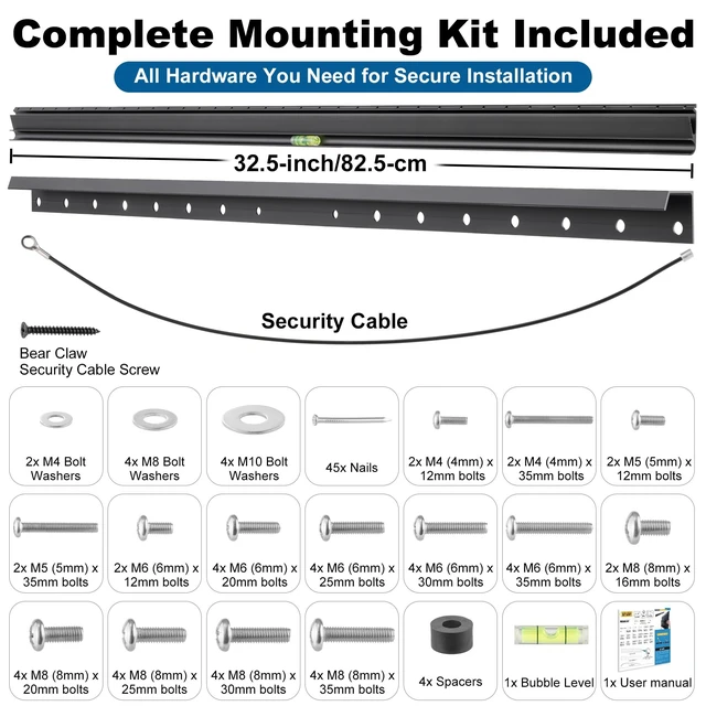 Alt view image 5 of 5 - AENTGIU Studless TV Wall Mount, Alloy Steel, Hold 180 Lbs,32 to 100Inch TVs