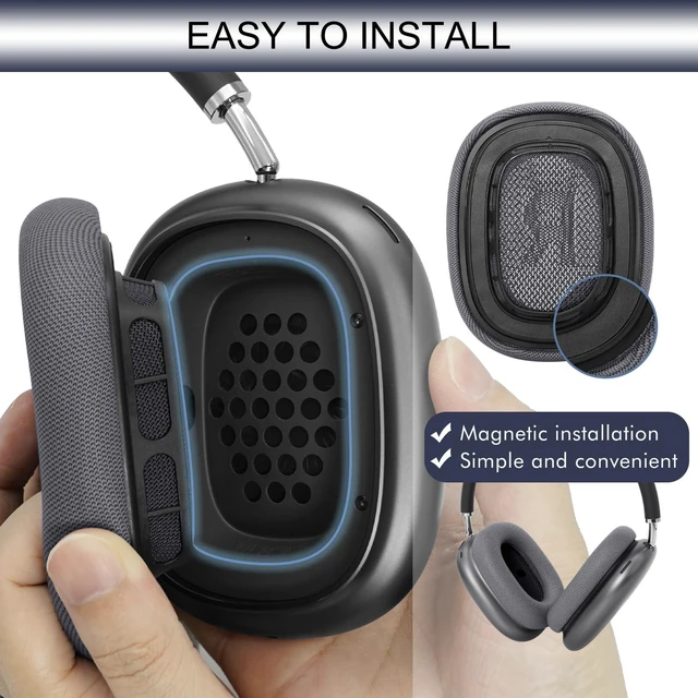 Alt view image 3 of 5 - GEVO Upgraded Ear Cushions Replacement Earpads for AirPods Max 1 & 2 Headphones, Protein Leather Ear Pads Ear Covers Cups with Memory Foam and Magnet for AirPods Max 1 & 2 (Midnight)