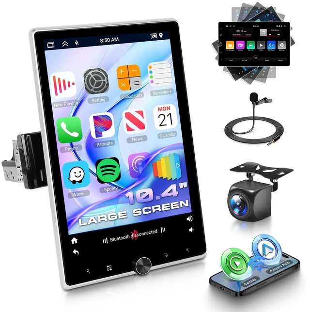Main image of Motorized 10.4inch Single Din Radio with Wireless Carplay