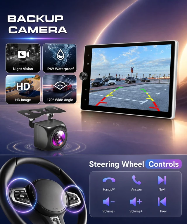 Alt view image 4 of 5 - Motorized 10.4inch Single Din Radio with Wireless Carplay
