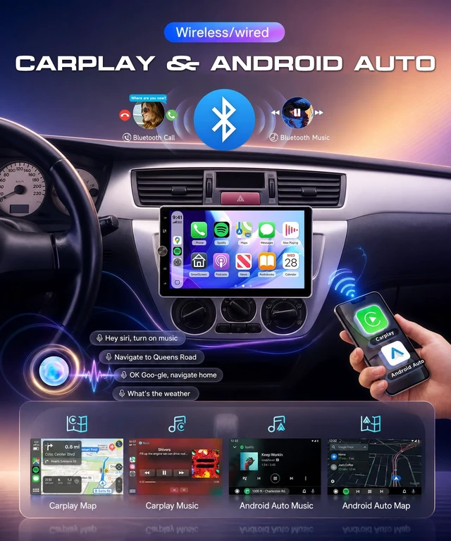 Alt view image 5 of 5 - Motorized 10.4inch Single Din Radio with Wireless Carplay