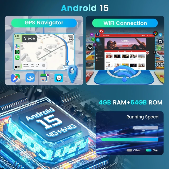 Alt view image 3 of 5 - Driauto 7 Inch 4G+64G Single Din Android Car Stereo with GPS Navigation