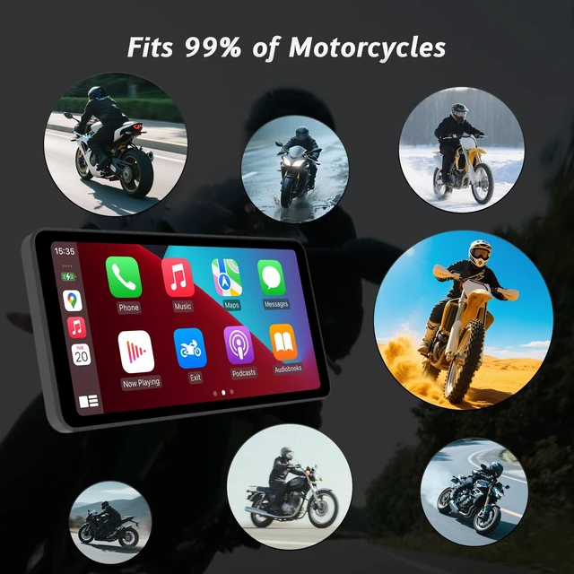 Alt view image 3 of 5 - 6-Inch Motorcycle Smart Display Wireless CarPlay & Android Auto ^^ Bluetooth Voice Control ^^ IP67 Waterproof ^^ HD Touchscreen ^^ Easy Install ^^ Fits Most Bikes ^^ OTA Updates