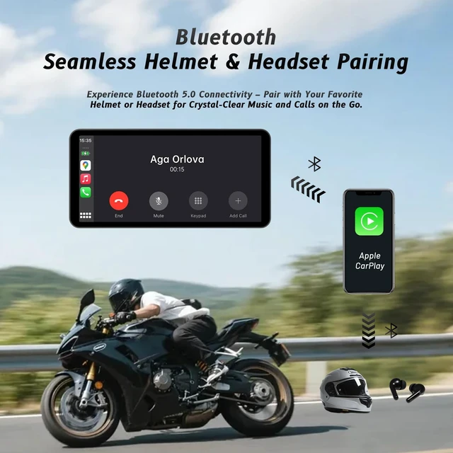 Alt view image 5 of 5 - 6-Inch Motorcycle Smart Display Wireless CarPlay & Android Auto ^^ Bluetooth Voice Control ^^ IP67 Waterproof ^^ HD Touchscreen ^^ Easy Install ^^ Fits Most Bikes ^^ OTA Updates