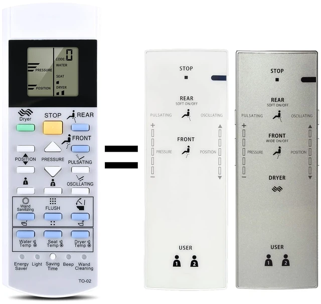 Main image of Rankle Memory Replacement Remote for TOTO C200 TO-02 Washlet Toilets Bidets G500 A200 992WA 992M 700H SW2044 MS970CEMFG SN970M V1 TCF403RG TCF403RSW SW2043 TCF6530U TCF6531U SW2024 TCF6501U