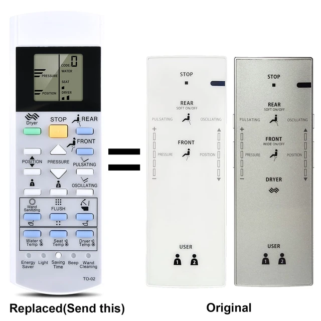 Alt view image 2 of 5 - Rankle Memory Replacement Remote for TOTO C200 TO-02 Washlet Toilets Bidets G500 A200 992WA 992M 700H SW2044 MS970CEMFG SN970M V1 TCF403RG TCF403RSW SW2043 TCF6530U TCF6531U SW2024 TCF6501U