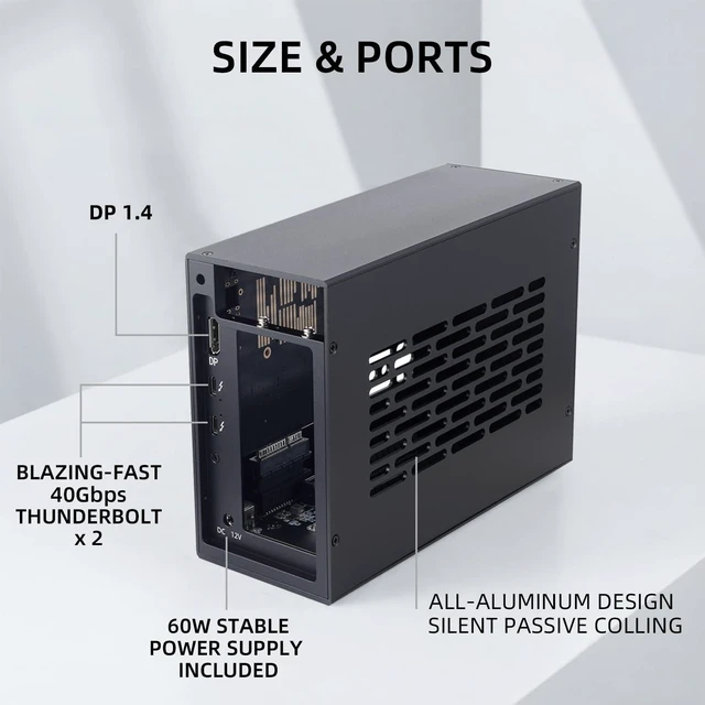 Alt view image 3 of 5 - VIKINYEE Thunderbolt 3/4 USB4 to PCIe Expansion Chassis for Laptop and Mini PC, External Enclosure with Dual PCIe Slot Compatible with Decklink Capture Card, for Windows/MacOS/Linux (VK-K2L)