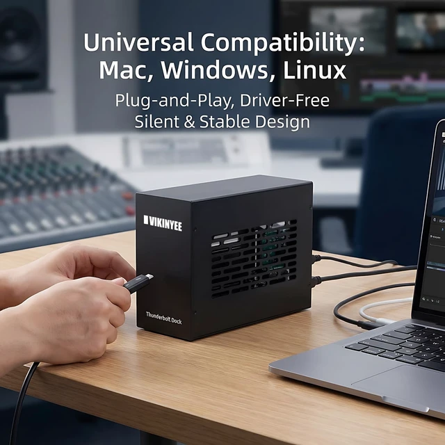 Alt view image 4 of 5 - VIKINYEE Thunderbolt 3/4 USB4 to PCIe Expansion Chassis for Laptop and Mini PC, External Enclosure with Dual PCIe Slot Compatible with Decklink Capture Card, for Windows/MacOS/Linux (VK-K2L)