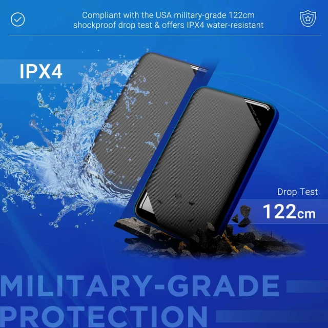Alt view image 4 of 5 - Silicone Power SP040TBPHD62LS3B Portable HDD 4TB 2.5" USB 3.2 Gen 1 Compatible, IPX4, Waterproof, Impact Resistant, A62 Series, Gaming Blue