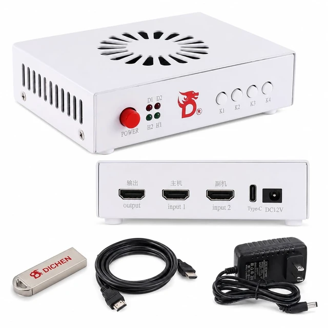 Alt view image 2 of 5 - D DICHEND DICHEN DMA Fuser Combiner: 2K 144Hz HDMI, Ultra HD, Lossless Transmission, Seamless Gaming & Video, Aluminum Build w/USB Tutorials