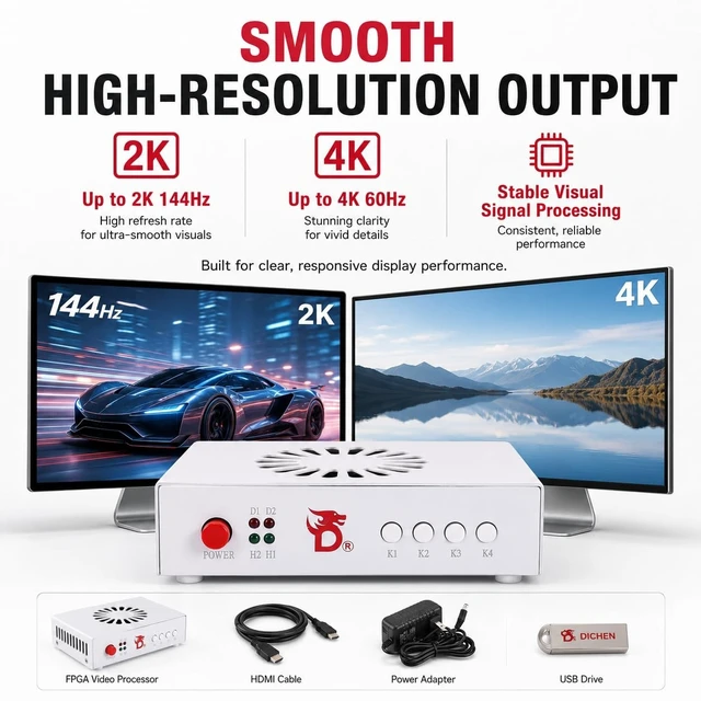 Alt view image 5 of 5 - D DICHEND DICHEN DMA Fuser Combiner: 2K 144Hz HDMI, Ultra HD, Lossless Transmission, Seamless Gaming & Video, Aluminum Build w/USB Tutorials