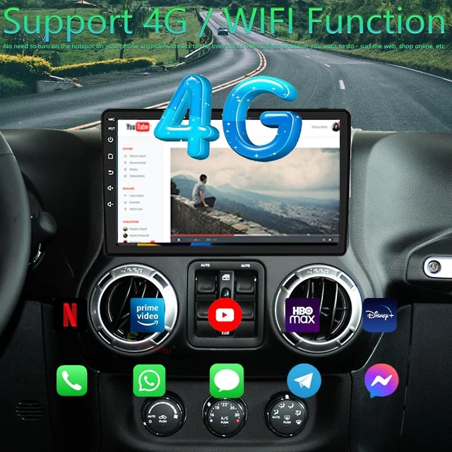 Alt view image 2 of 5 - Android 14,8GB+128GB,Car Stereo Radio for Jeep Wrangler JK Compass Grand Cherokee Dodge Ram 1500, 10 inch QLED Touchscreen Support Wireless CarPlay Android Auto GPS Bluetooth FM SWC