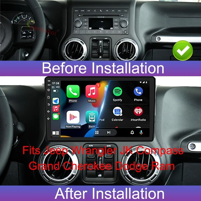 Alt view image 5 of 5 - Android 14,8GB+128GB,Car Stereo Radio for Jeep Wrangler JK Compass Grand Cherokee Dodge Ram 1500, 10 inch QLED Touchscreen Support Wireless CarPlay Android Auto GPS Bluetooth FM SWC