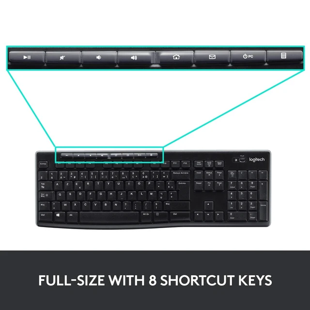 Alt view image 4 of 5 - Logitech 920-004536 MK270 Wireless Keyboard and Mouse Combo Keyboard and Mouse Included, 2.4GHz Dropout-Free Connection, Long Battery Life