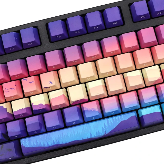 Alt view image 2 of 5 - JSJT PBT Keycaps Side/Front Print Keycap Set OEM Profile Non-Backlit Thick Key Caps for Most 60% /87 TKL/104/108 /61 Cherry MX Switch Mechanical Keyboard(Multi-Color)