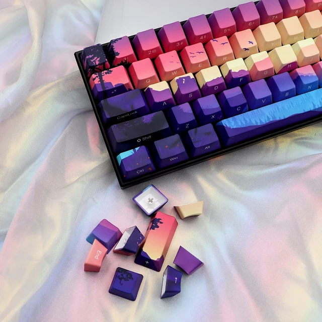 Alt view image 5 of 5 - JSJT PBT Keycaps Side/Front Print Keycap Set OEM Profile Non-Backlit Thick Key Caps for Most 60% /87 TKL/104/108 /61 Cherry MX Switch Mechanical Keyboard(Multi-Color)