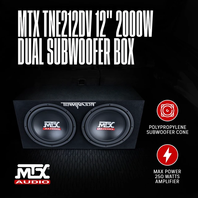 Alt view image 4 of 5 - MTX Audio TNE212DV Dual Vented Car Subwoofer Enclosure, Aviation Carpet