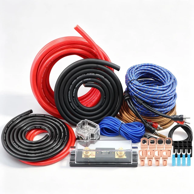 Alt view image 2 of 5 - 4 Gauge True Dual Amp Wiring Kit, 1000W Complete Car Audio Amplifier Installation Kit with 100A ANL Fuse, OFC RCA Cables,Speaker Wire & Distribution Block for High-Performance Stereo System
