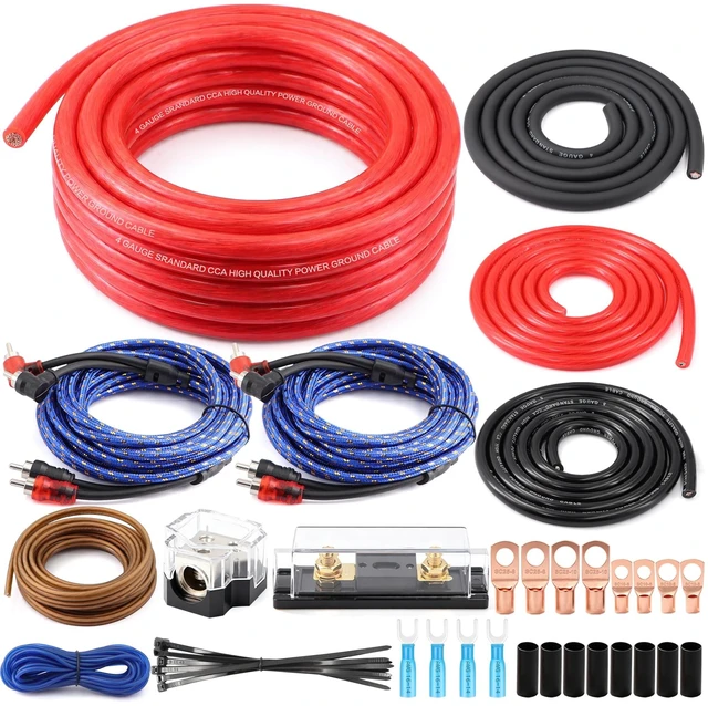 Main image of 4 Gauge True Dual Amp Wiring Kit, 1000W Complete Car Audio Amplifier Installation Kit with 100A ANL Fuse, OFC RCA Cables,Speaker Wire & Distribution Block for High-Performance Stereo System